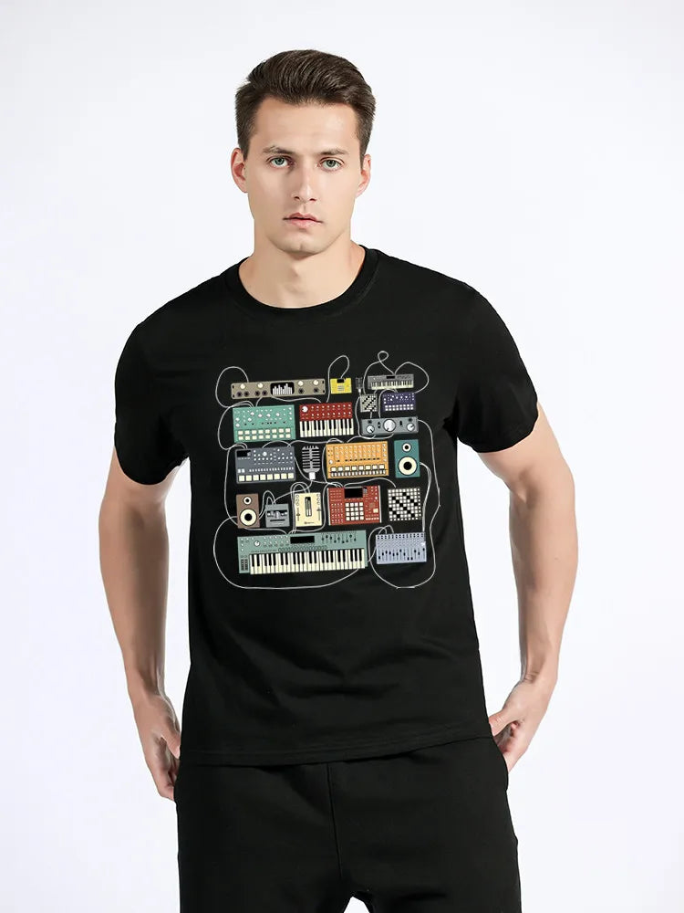 Electronic Musician Synthesizer And Drum Machine Dj Fire Sale T Shirt Men Women Cotton Streetwear - Lizard Vigilante