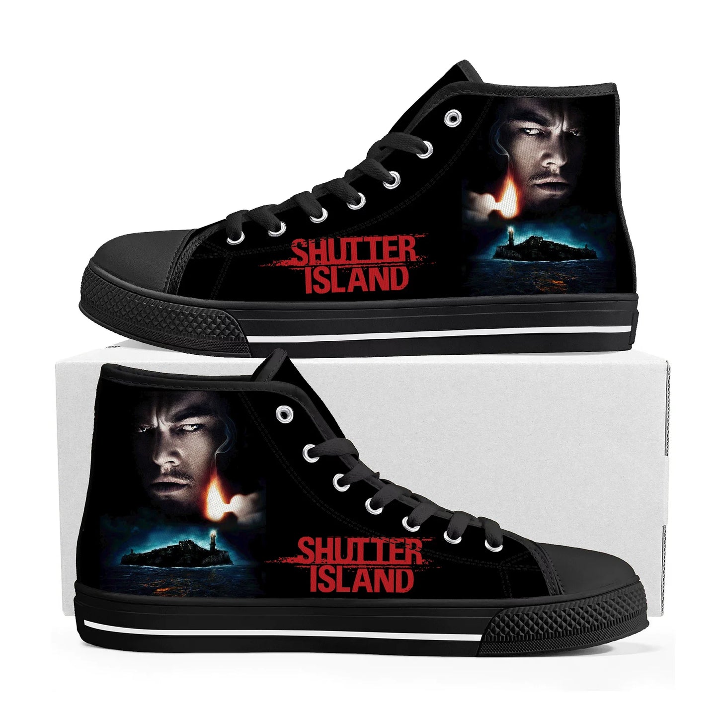 Shutter Island High Top Canvas Sneakers – Custom Leonardo DiCaprio Casual Shoes for Men, Women, Teens - Premium high top shoes from Lizard Vigilante - Just $25.99! Shop now at Lizard Vigilante