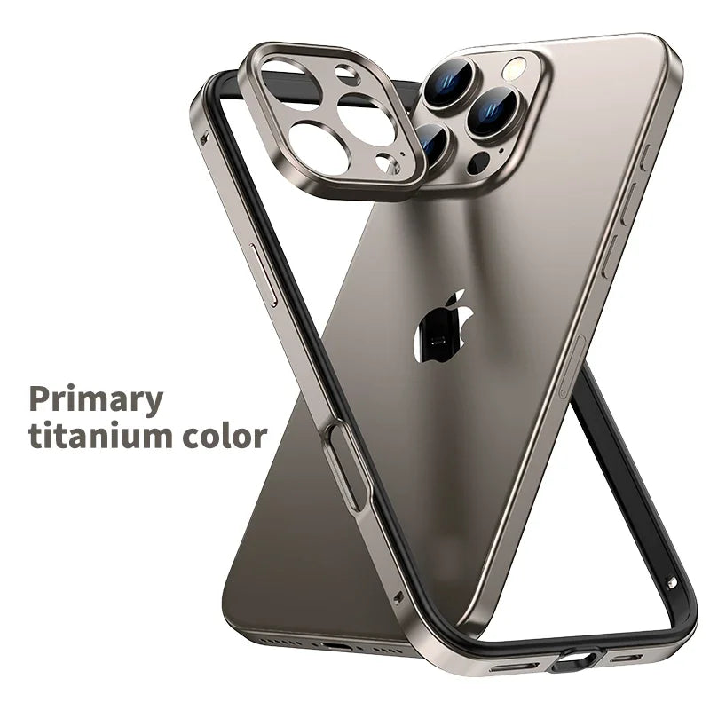 Hybrid Metal Shield iPhone Case with Camera Protection and Heat-Dissipating Silicone Frame – For iPhone 12 13 14 15 16 Pro Max