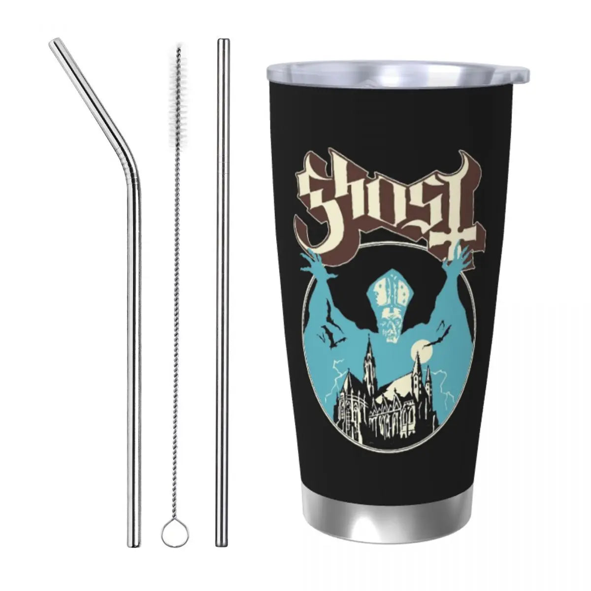 Ghost Band Tumbler Vacuum Insulated Die Music Coffee Cups with Lid & Straw – 20oz Hot/Cold Drink Mug for Office & Home - Premium Tumblers from Lizard Vigilante - Just $30.88! Shop now at Lizard Vigilante