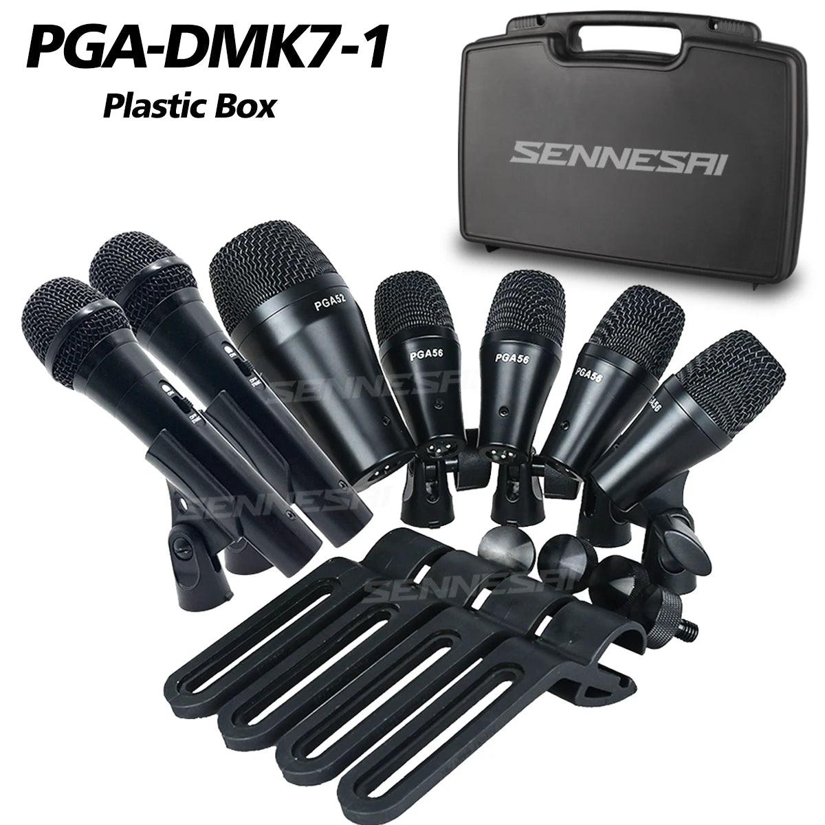 SENNE PG-DMK7 7-Piece Wired Dynamic Drum Microphone Kick Bass, Instrument Tom/Snare & Cymbals Mic Set With Box Use，Top Quality！ - Lizard Vigilante