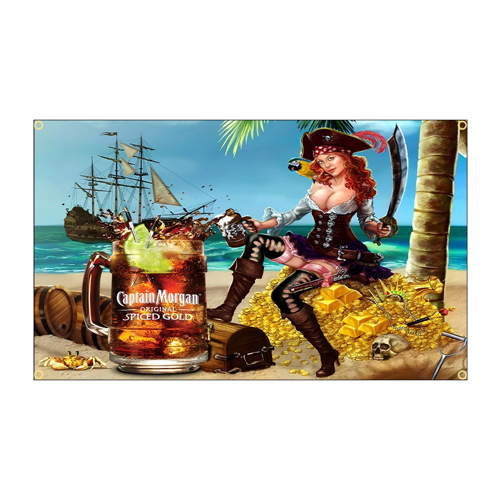 Captain Morgan Rum Flag 3x5 Ft - 90x150cm Printed Polyester Banner for Wall Decor, Parties, and Bars - Premium flag from Lizard Vigilante - Just $11.99! Shop now at Lizard Vigilante