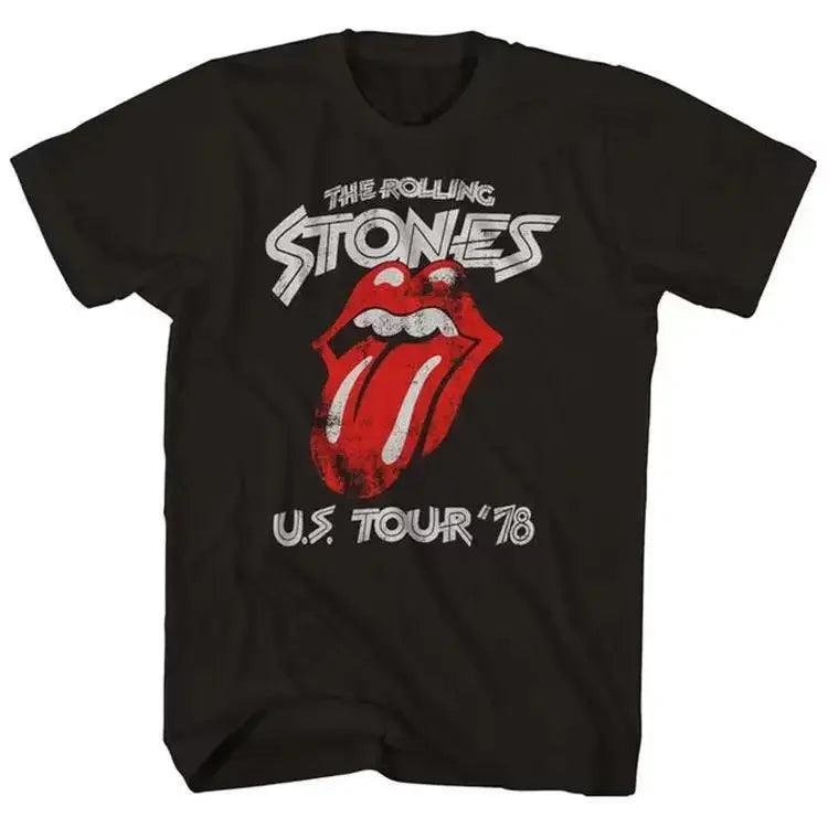 Rolling Stones 100% Cotton T-shirts Men Women Printed T Shirt Graphic Short Sleeve Streetwear Tops Summer Balck Clothing Hip Hop - Lizard Vigilante