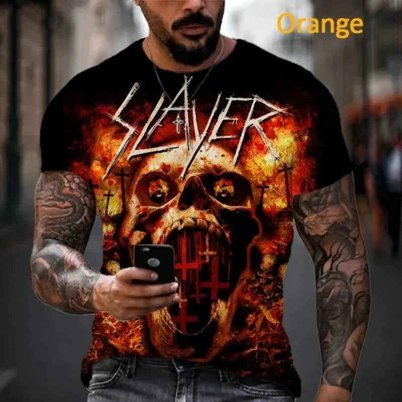 Slayer 3D Printed Men's Casual Hip Hop Crew Neck T-Shirt - Premium T-Shirt from Lizard Vigilante - Just $23.99! Shop now at Lizard Vigilante