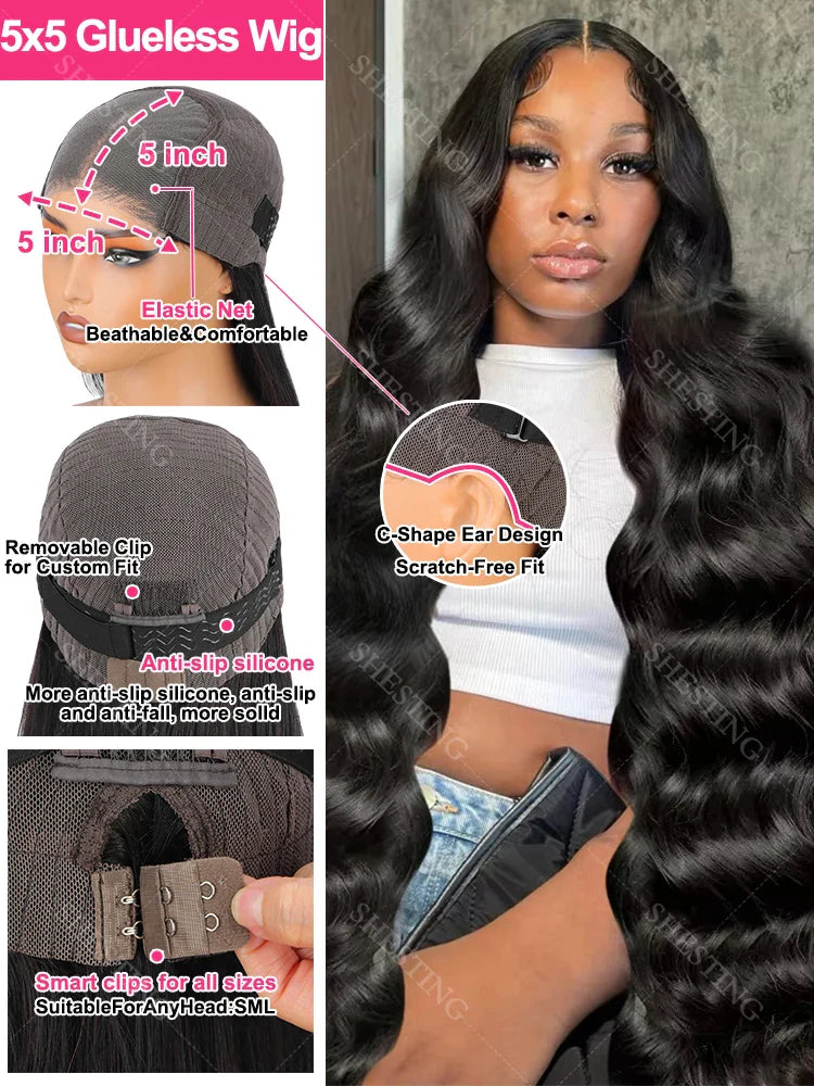 13x4 Body Wave Lace Front Human Hair Wig 200% Water Wave Pre Plucked HD Transparent Lace Wig 5x5 Closure Glueless Wigs For Women