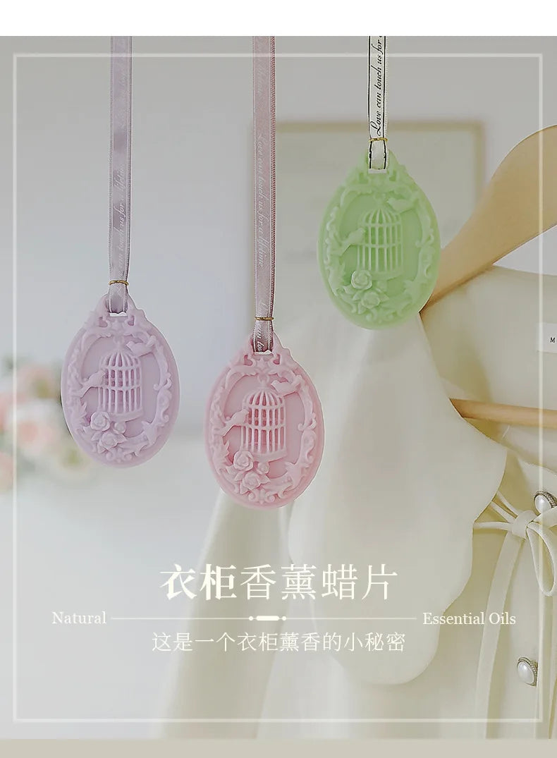 Birdcage Aromatherapy Candle Wax Tablets Wardrobe Deodorant Car Pendant Solid Balm Aromatic Air Freshener Long Lasting Fragrance