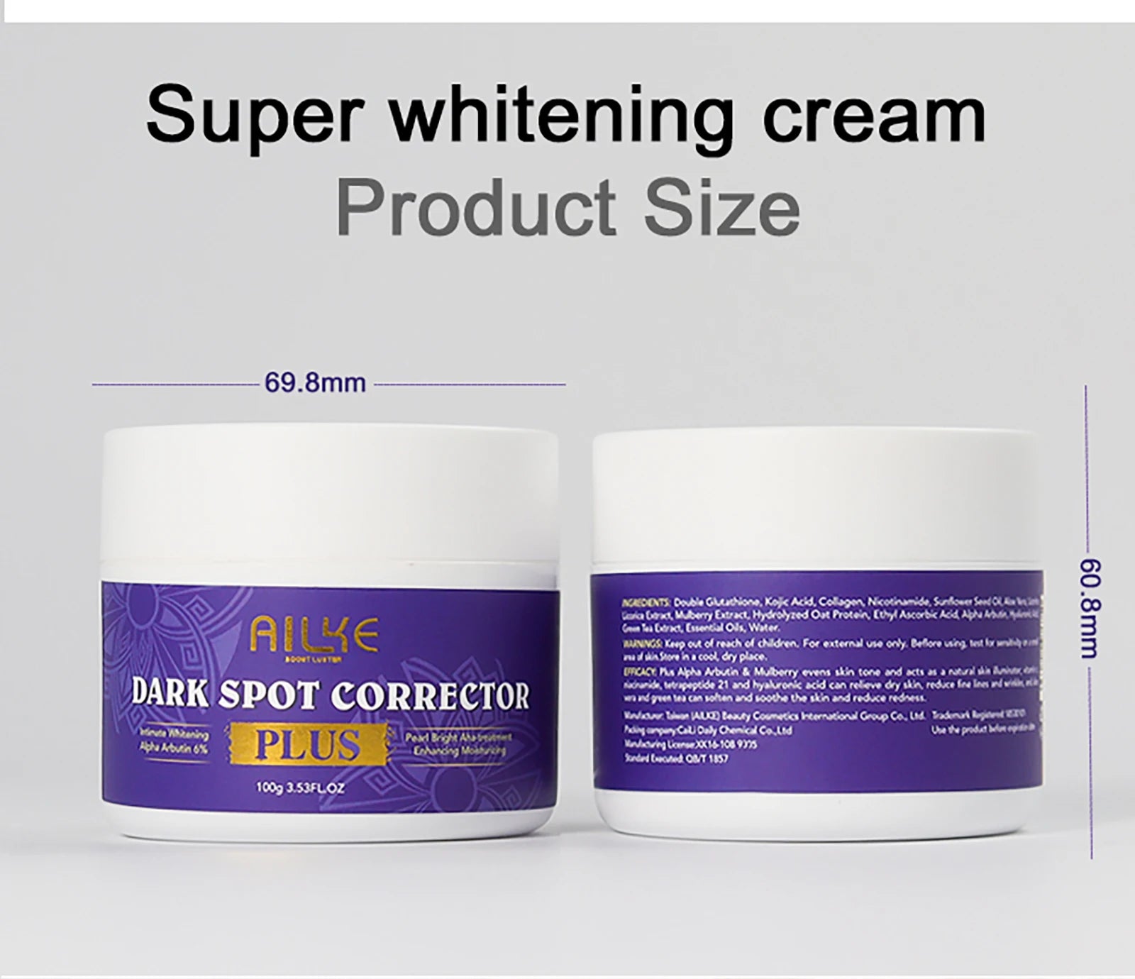 AILKE Double Glutathione PLUS Dark Spot Corrector Cream – 100g, Whitening Face Cream for Dark Spot Removal and Skin Tone Brightening - Premium spot Cream from Lizard Vigilante - Just $31.99! Shop now at Lizard Vigilante