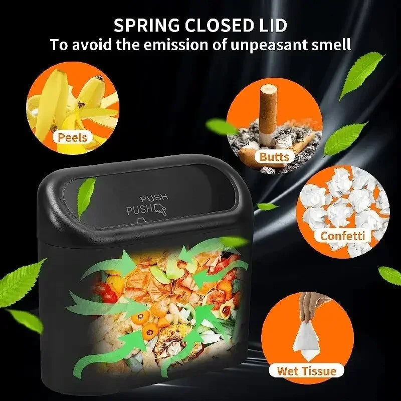 Car Trash Bin Hanging Vehicle Garbage Dust Case Storage Box Plastic Pressing Square Trash Can Type Auto Car Supplies