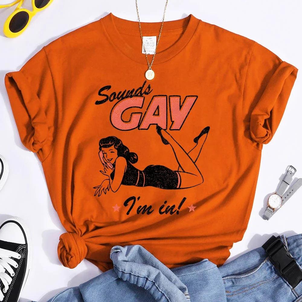 Sounds Gay Funny Tees Pride Month Shirts Fashion Casual Tops Female T Shirt - Lizard Vigilante