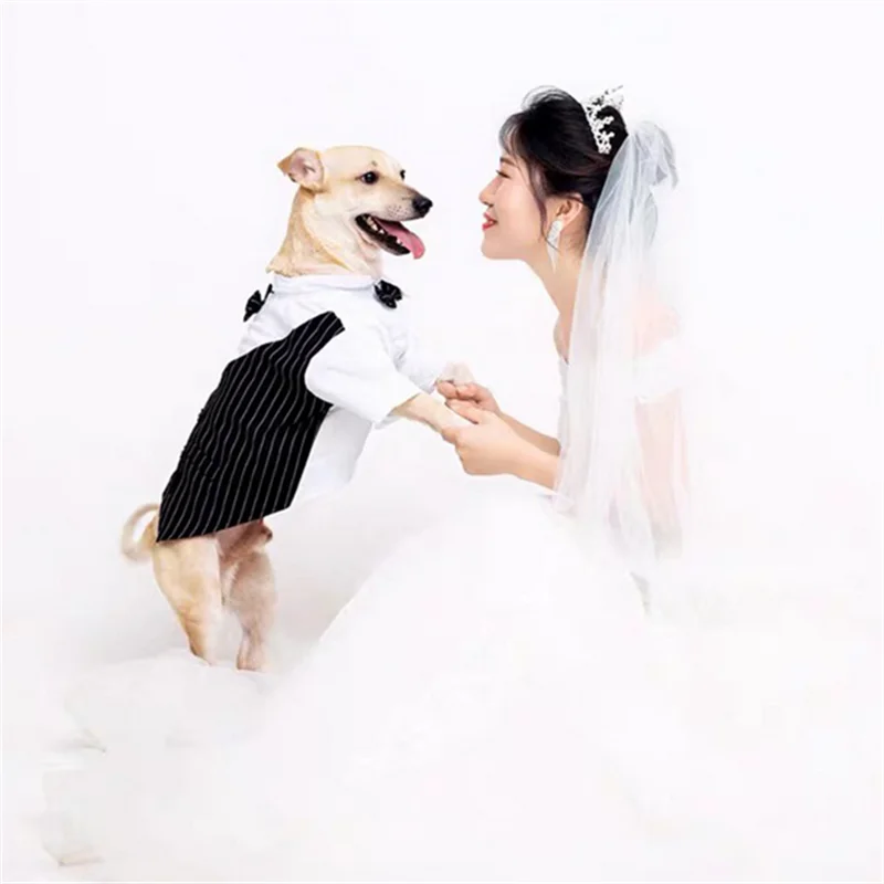 Dog Tuxedo Dog Suit Puppy Pet Tuxedo Wedding Party Costume Dog Prince Bow Tie Shirt Formal Dog Weeding Attire Dogs Cats Clothes - Premium  from Lizard Vigilante - Just $6.99! Shop now at Lizard Vigilante