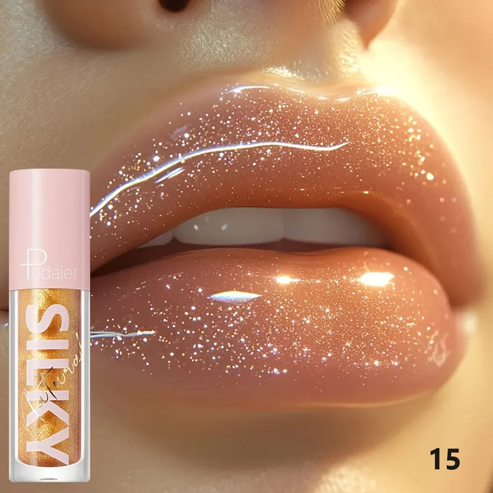 Silky Lip Gloss-Waterproof, Long-Lasting Moisturizing Liquid Lipstick with Mirror Finish, Non-Sticky, Full Shine, Fade-Resistant