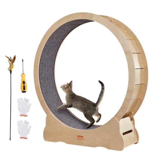 VEVOR Cat Exercise Wheel Natural Wood Silent Running Toy Treadmill Roller Wheel with Detachable Carpet for Most Cats Pet Fitness - Premium  from Lizard Vigilante - Just $184.99! Shop now at Lizard Vigilante