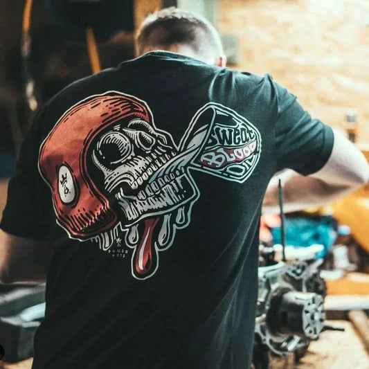 Cool Biker Drinking Beer Skull Graphic Men Cotton Tshirts Summer Punk Rock Clothes Halloween Party Tops Ropa Hombre Camisetas - Premium T-Shirt from Lizard Vigilante - Just $21.99! Shop now at Lizard Vigilante