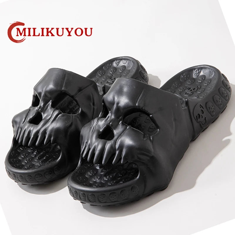 Unisex Skull Platform Slides Slippers Skull Shoes Men's Women's Platform Soft Home Beach Slippers Sandals Summer Flip Flops - Premium flip flops, Slides from Lizard Vigilante - Just $39.99! Shop now at Lizard Vigilante