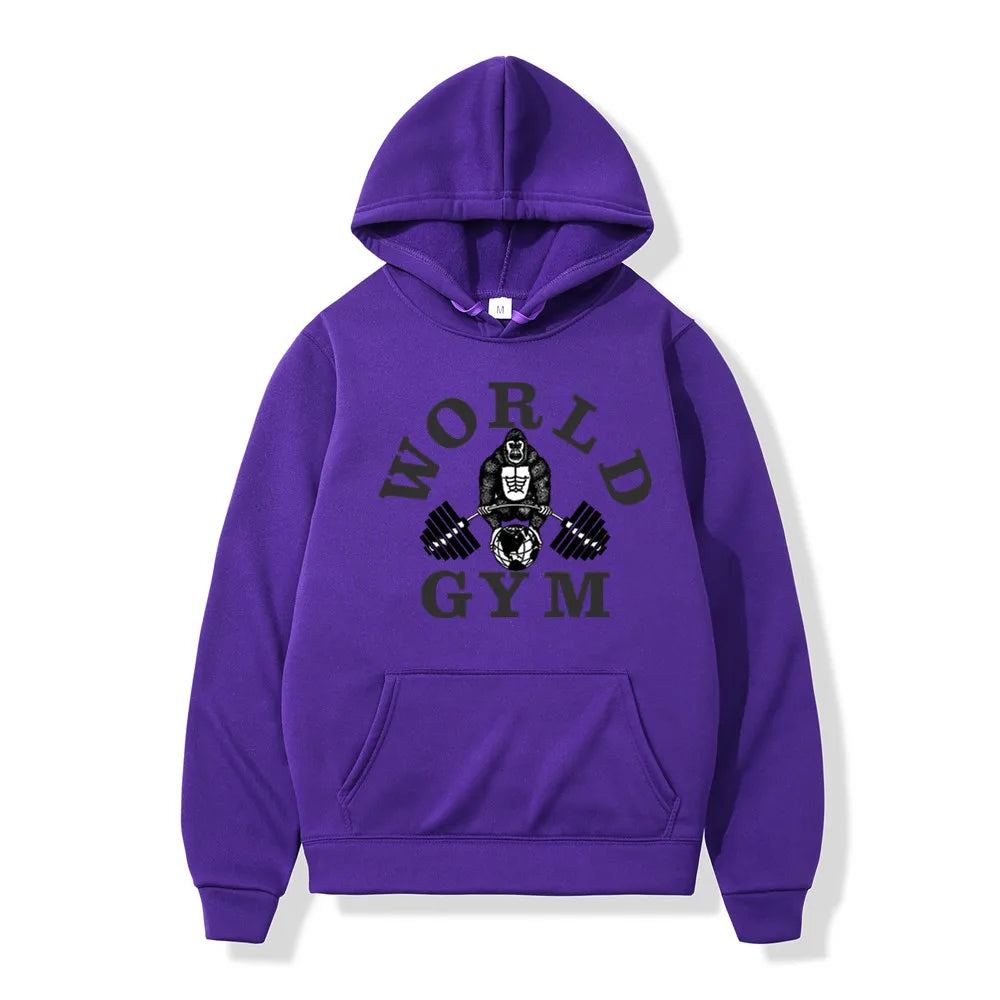 World Gym Harajuku Fleece Hoodie – Hip Hop Streetwear Pullover For Men And Women