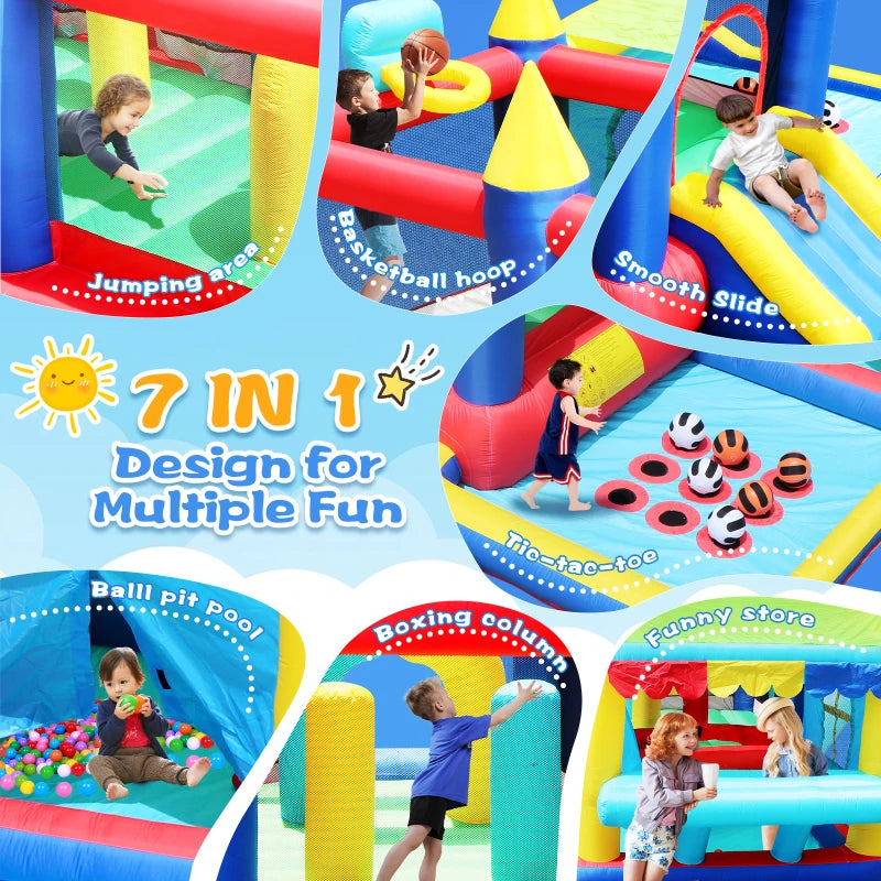 Inflatable Water Slide Trampoline Bouncing House – Outdoor Fun for Kids, 227 x 205 x 97 Inches - Premium playhouse from Lizard Vigilante - Just $294.99! Shop now at Lizard Vigilante