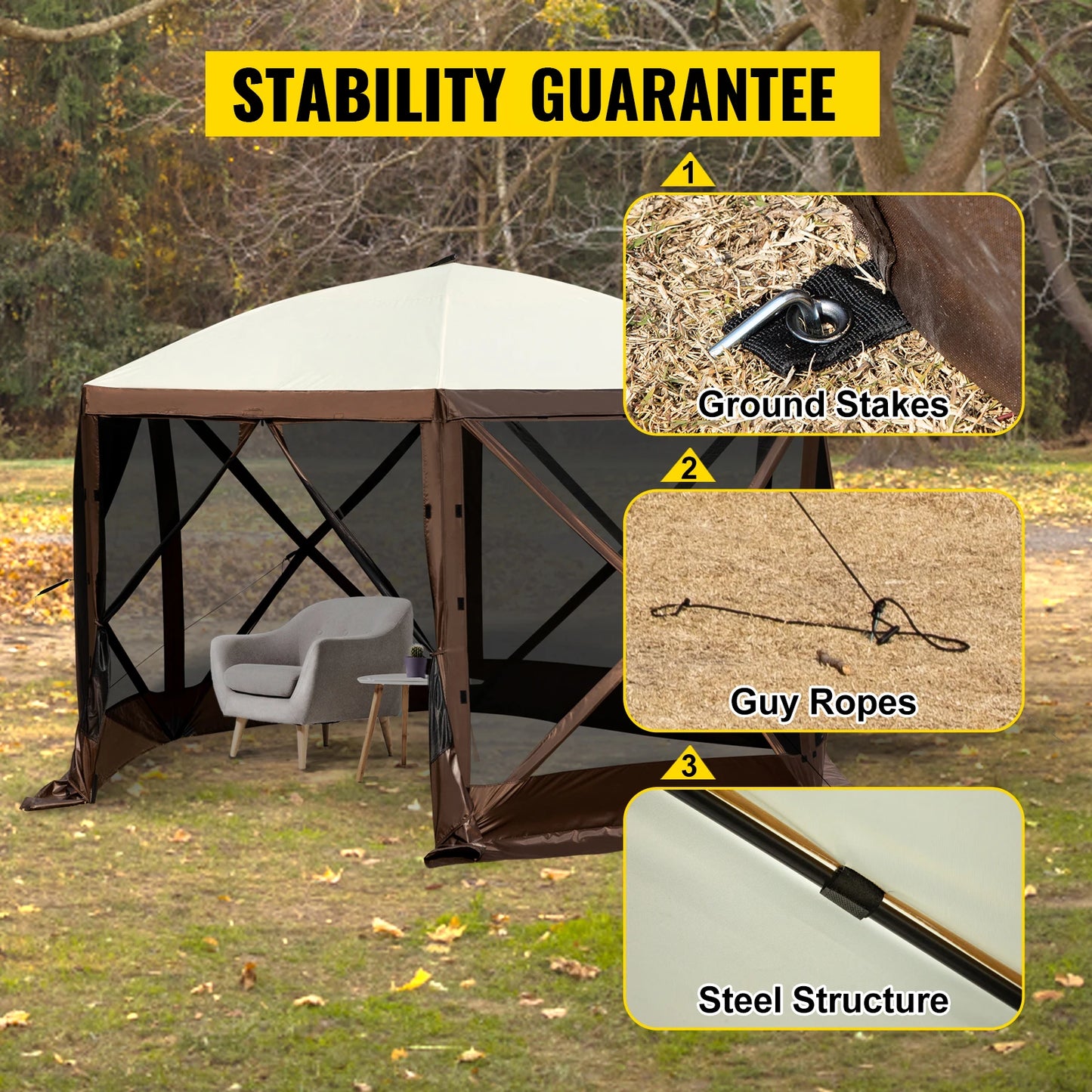 ⚡ VEVOR PIT LORD POP-UP GAZEBO | 6-Sided Heavy Metal Sun Shelter for the Wild ⚡