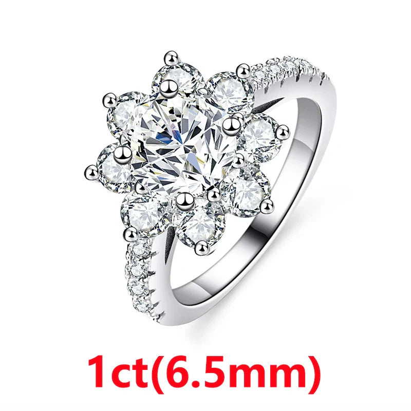 COSFIX Moissanite Necklace For Women 1 CT D Color VVS1 Excellent Cut Round Diamond Sunflower Pendant Necklace 925 Silver Jewelry