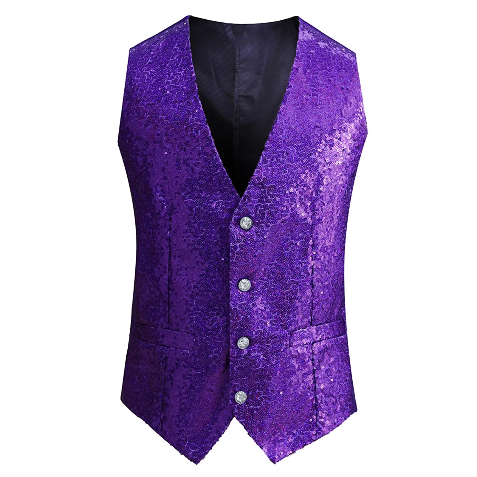 Glamorous Nights: Men's Sequin Blazer Vest - Premium  from Lizard Vigilante - Just $28.88! Shop now at Lizard Vigilante