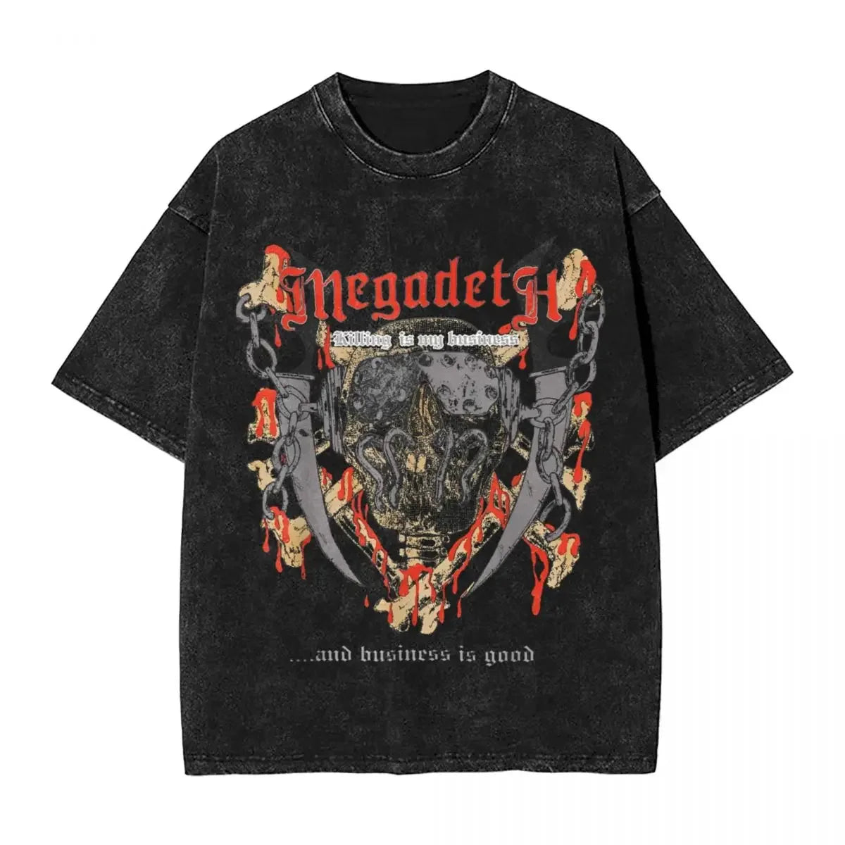 Killing Is My Business Washed Metal Rock T-Shirt – Megadeth Graphic Streetwear Tee - Premium T-Shirt from Lizard Vigilante - Just $29.88! Shop now at Lizard Vigilante