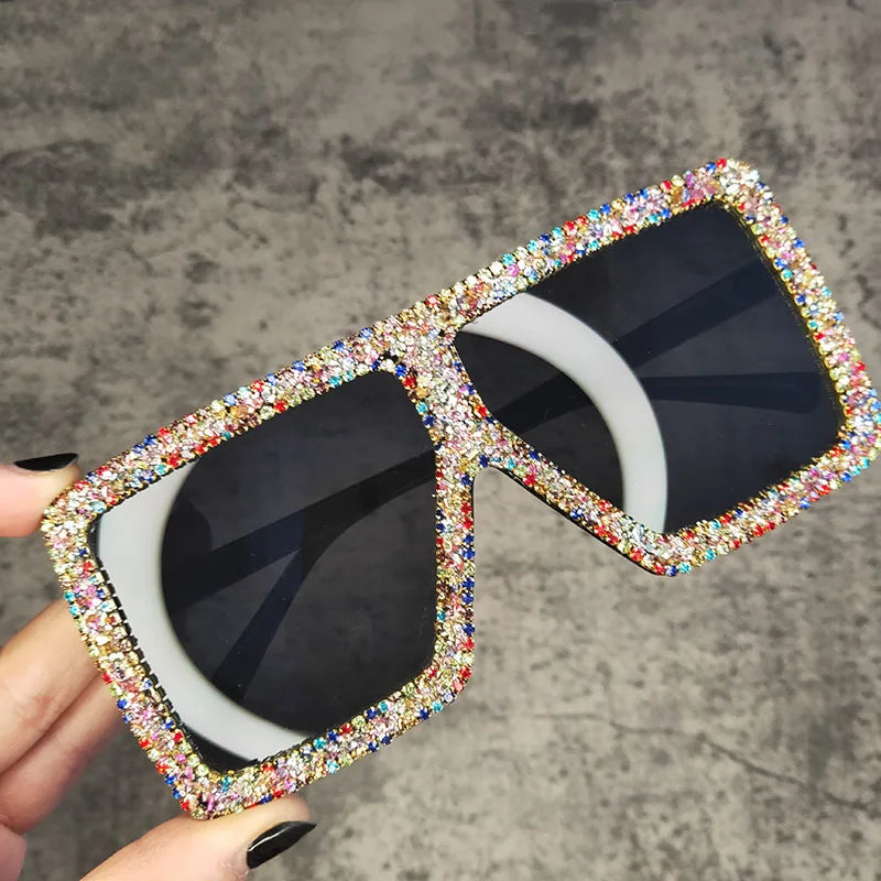 Oversized Glitter Crystal Sunglasses Women Square sunglasses Bling Rhinestone Sun Glasses For Woman Luxury Fashion Shade UV400 - Premium sunglasses from Lizard Vigilante - Just $19.79! Shop now at Lizard Vigilante