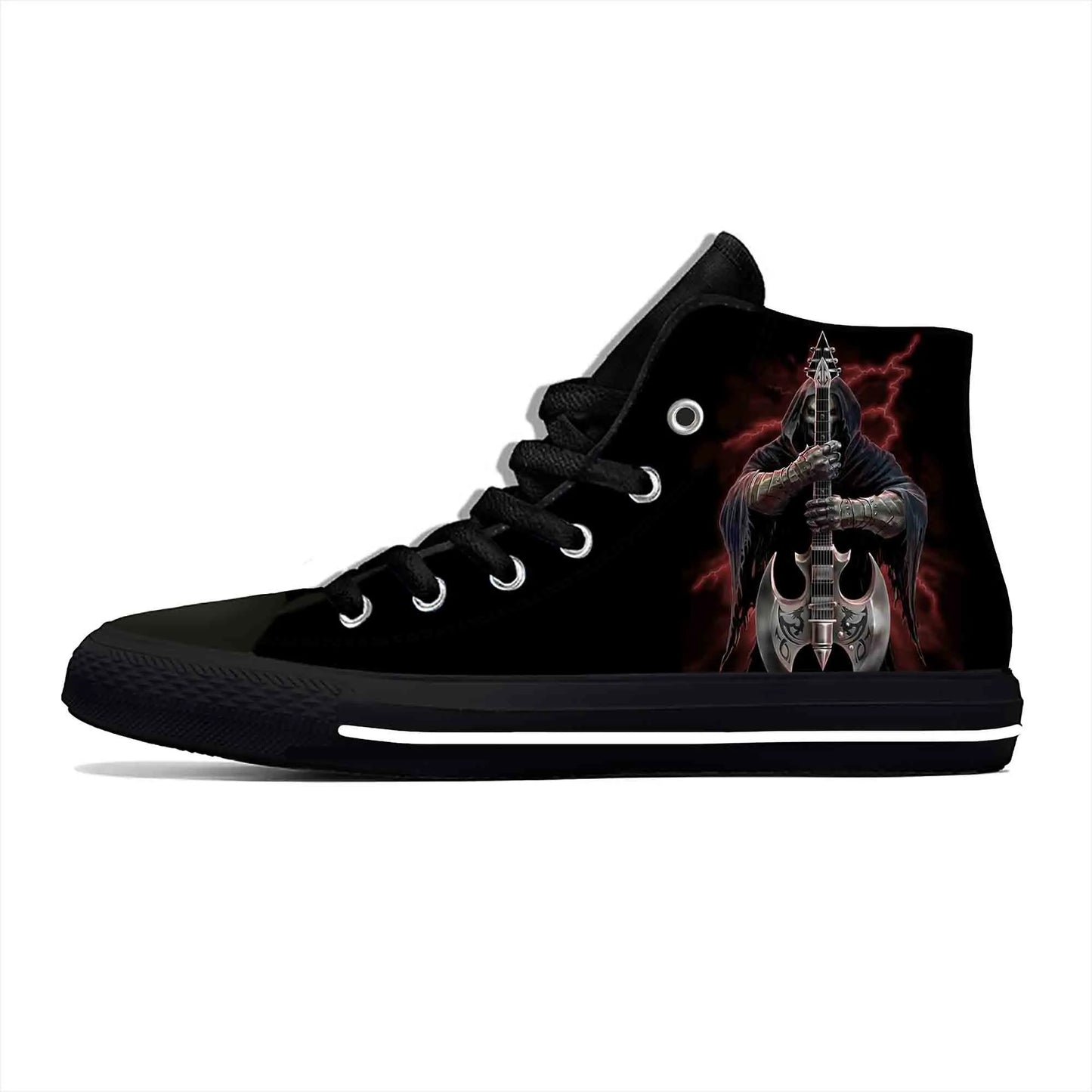 Heavy Metal Rock Skull Guitar Grim Reaper Gothic Canvas High-Tops - Premium high top shoes from Lizard Vigilante - Just $42.99! Shop now at Lizard Vigilante