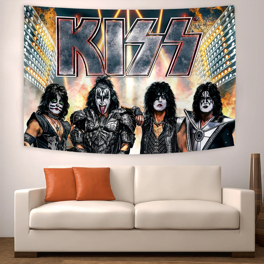 American Hard Rock Band KISS Decorative Wall Tapestry - Premium Tapestry from Lizard Vigilante - Just $10.99! Shop now at Lizard Vigilante