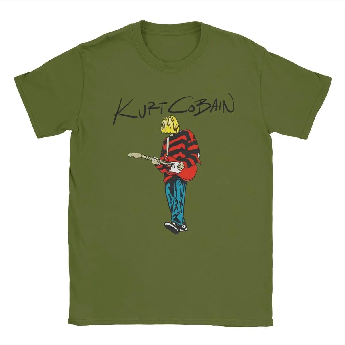 Men's Kurt Cobain Guitar T Shirts Rock-Nirvana 100% Cotton Tops Awesome Short Sleeve Round Collar Tees Original T-Shirt - Premium tee from Lizard Vigilante - Just $23.99! Shop now at Lizard Vigilante