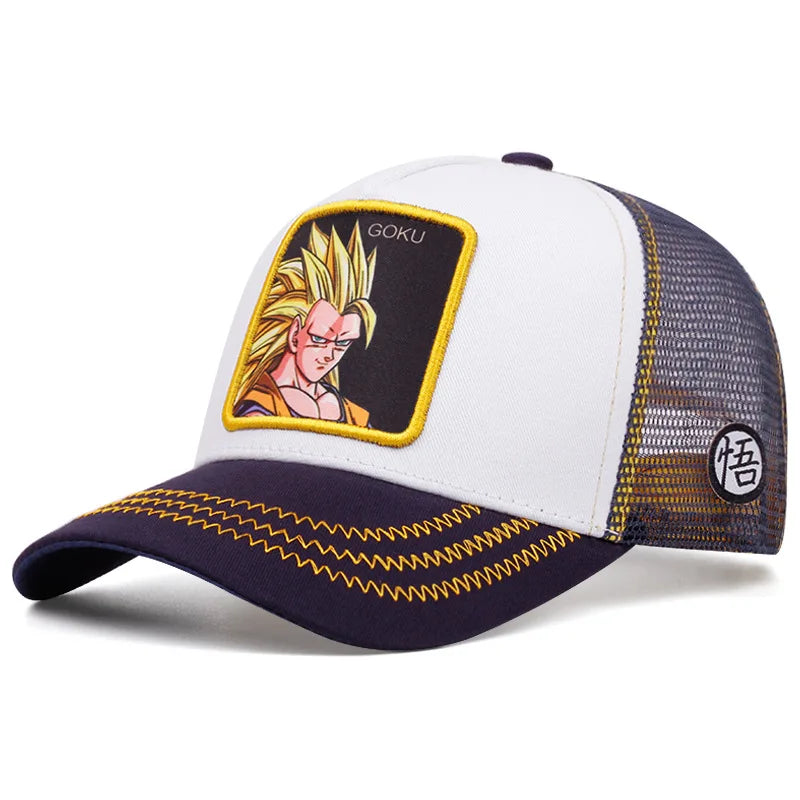 New Dragon Ball Trucker Hat Son Goku Cap Summer Travel Peaked Cap Men's Embroidery Hip-Hop Cap Style Sun Visor Adjustable Mesh - Premium cap from Lizard Vigilante - Just $4.99! Shop now at Lizard Vigilante