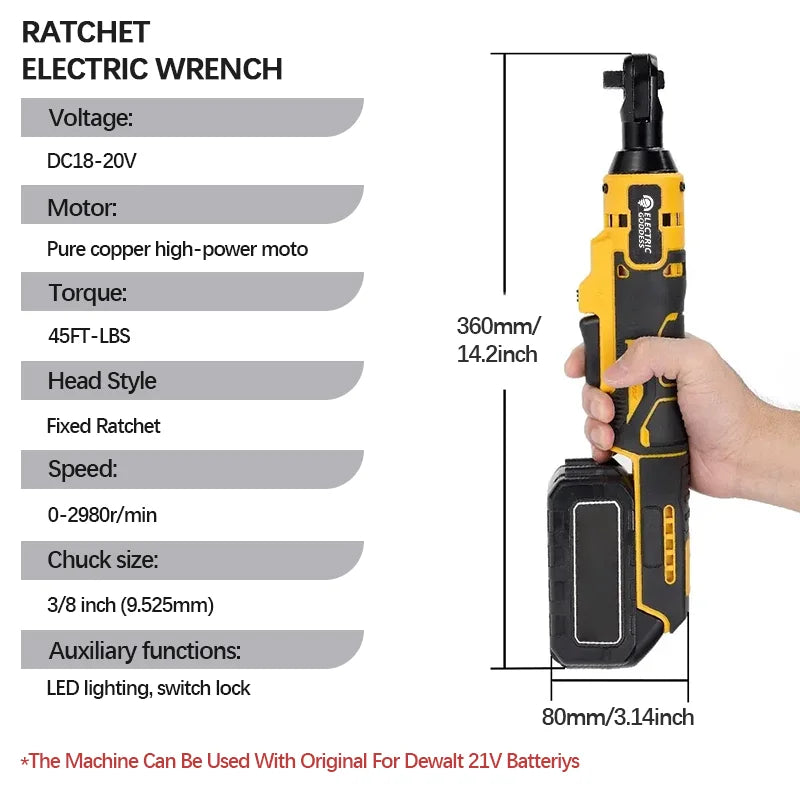 Electric Goddess 20V Cordless Ratchet Wrench – Precision Impact Torque Power Tool for DIY Champions, Compatible with Dewalt Batteries - Premium wrench from Lizard Vigilante - Just $88.88! Shop now at Lizard Vigilante