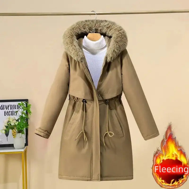 New In Coats & Jackets Women's Winter Padded Jacket Loose Casual Outerwears Fleece Hodded Windbreaker Elegant Office Lady's Coat