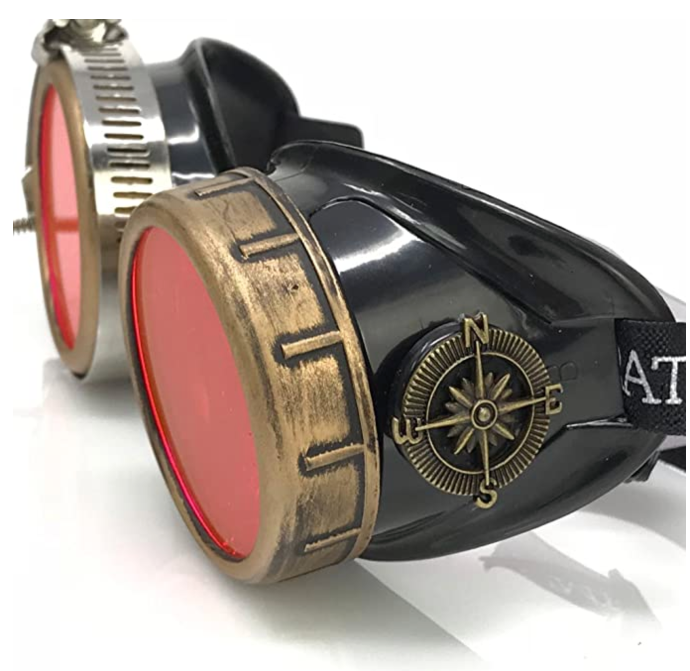 Steampunk Goggles with magnifying loupes UV glow neon pink prism diffraction lenses