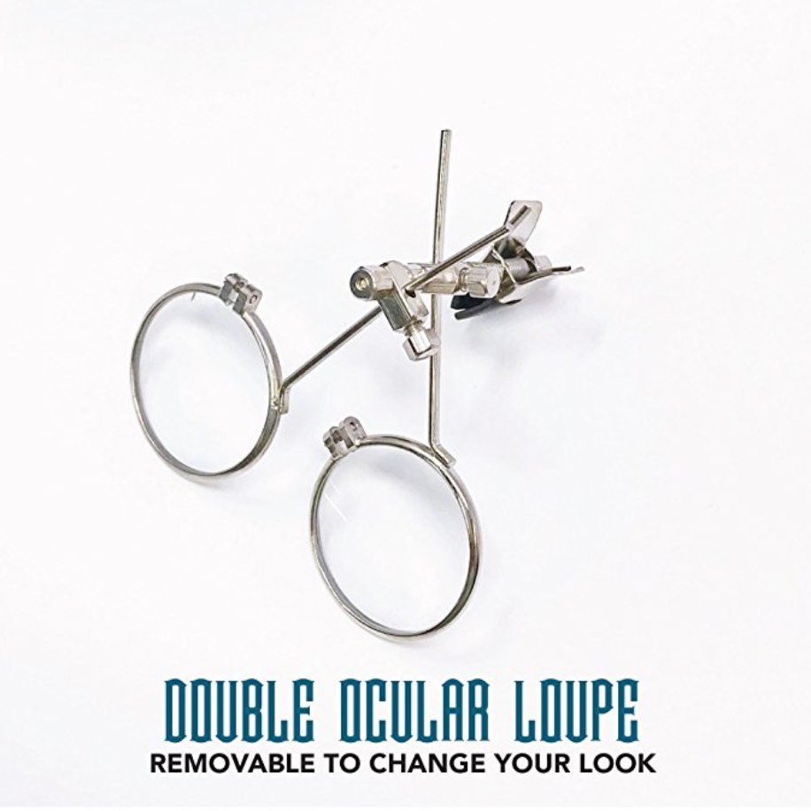 Victorian Steampunk Goggles with magnifying eye loupes blue lenses