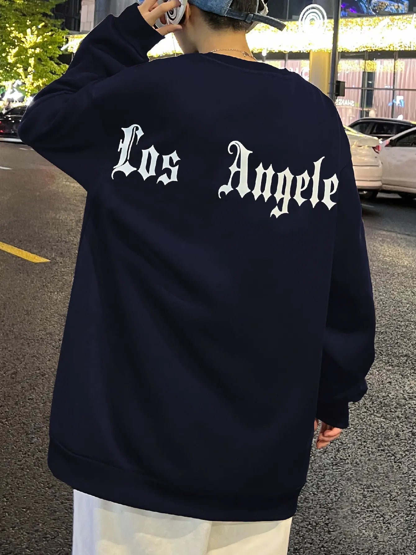 Art Letter Los Angeles Male Sweatshirts Hip Hop Simple Pullovers Fleece Casual Hoodies Autumn Comfortable Streetwear Sportswear