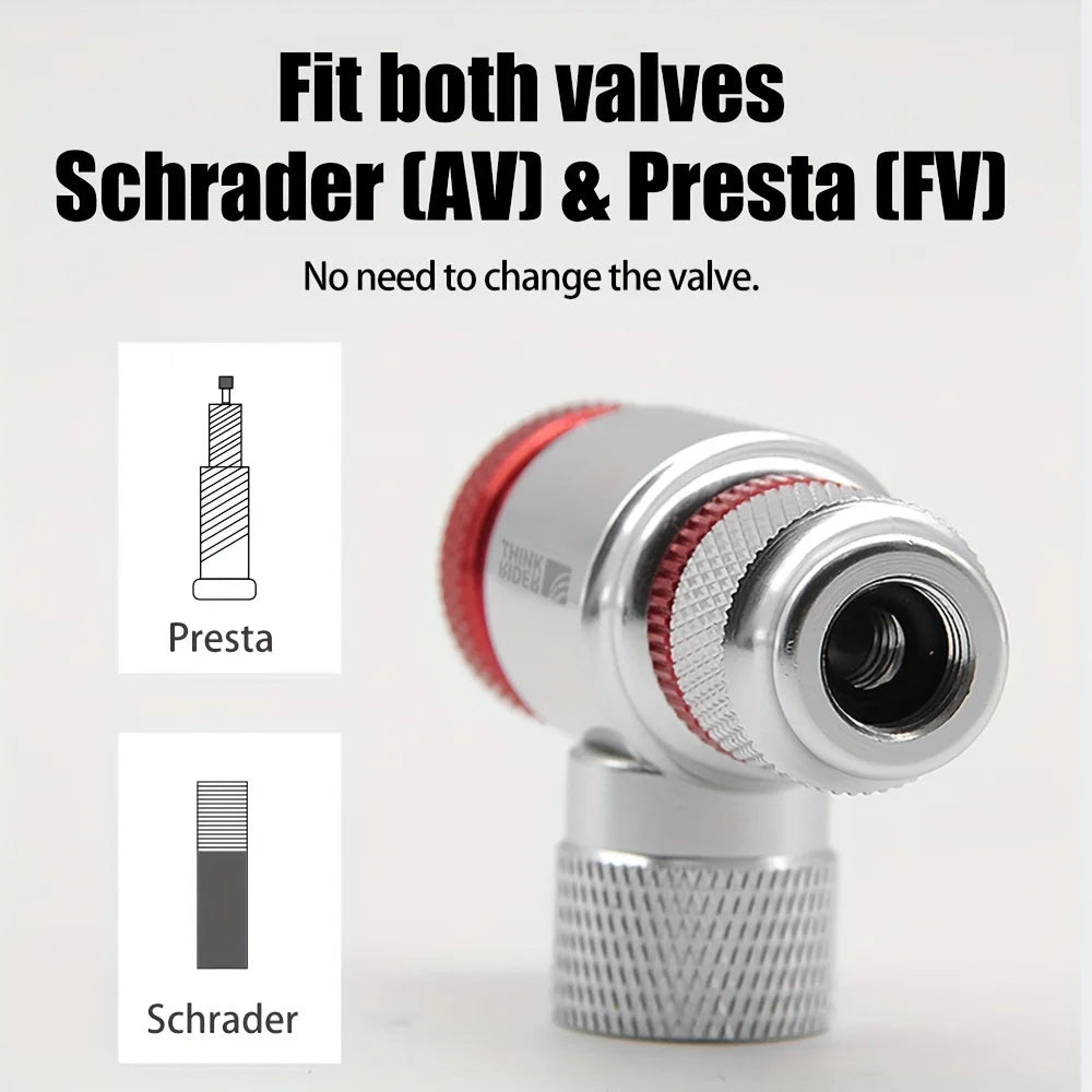 ThinkRider ThunderShot CO₂ Mini Pump — Aluminum Presta/Schrader Bike Tire Inflator For Road, MTB & Gravel