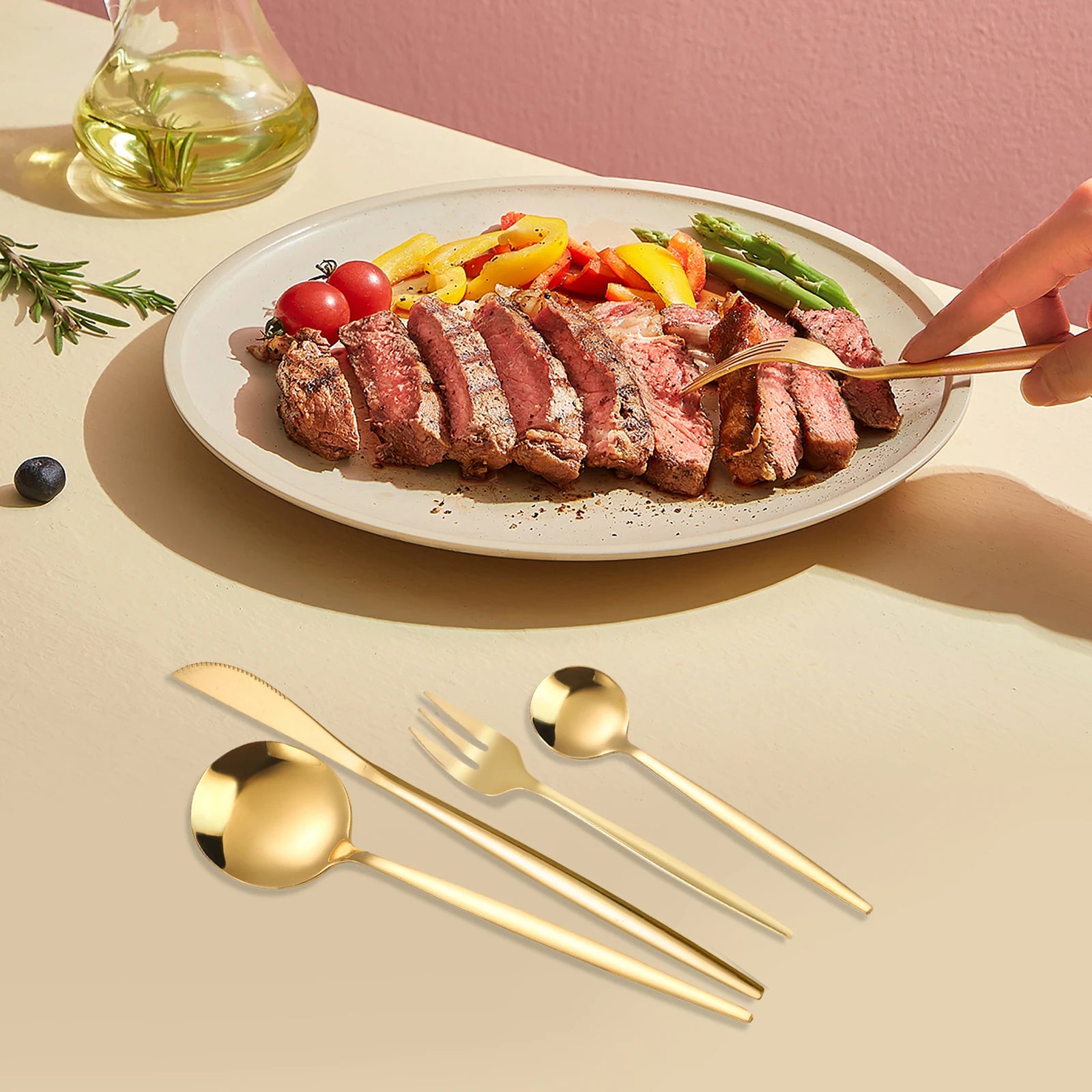 90Pcs Gold Flatware Set Stainless Steel Silverware Utensil Kitchen Tableware Forks Knives Spoons Cutlery for Home Restaurant - Premium  from Lizard Vigilante - Just $58.99! Shop now at Lizard Vigilante