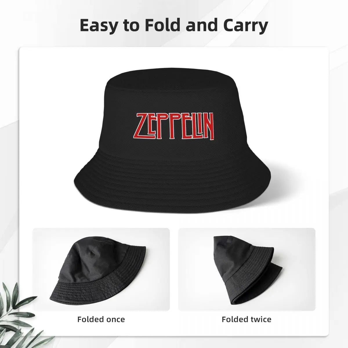 Led Zeppelin Heavy Metal Music Band Red Bucket Hat Spring Picnic Headwear Merch Fisherman Caps for Sport Teen Bob Foldable - Premium Bucket hats from Lizard Vigilante - Just $22.99! Shop now at Lizard Vigilante