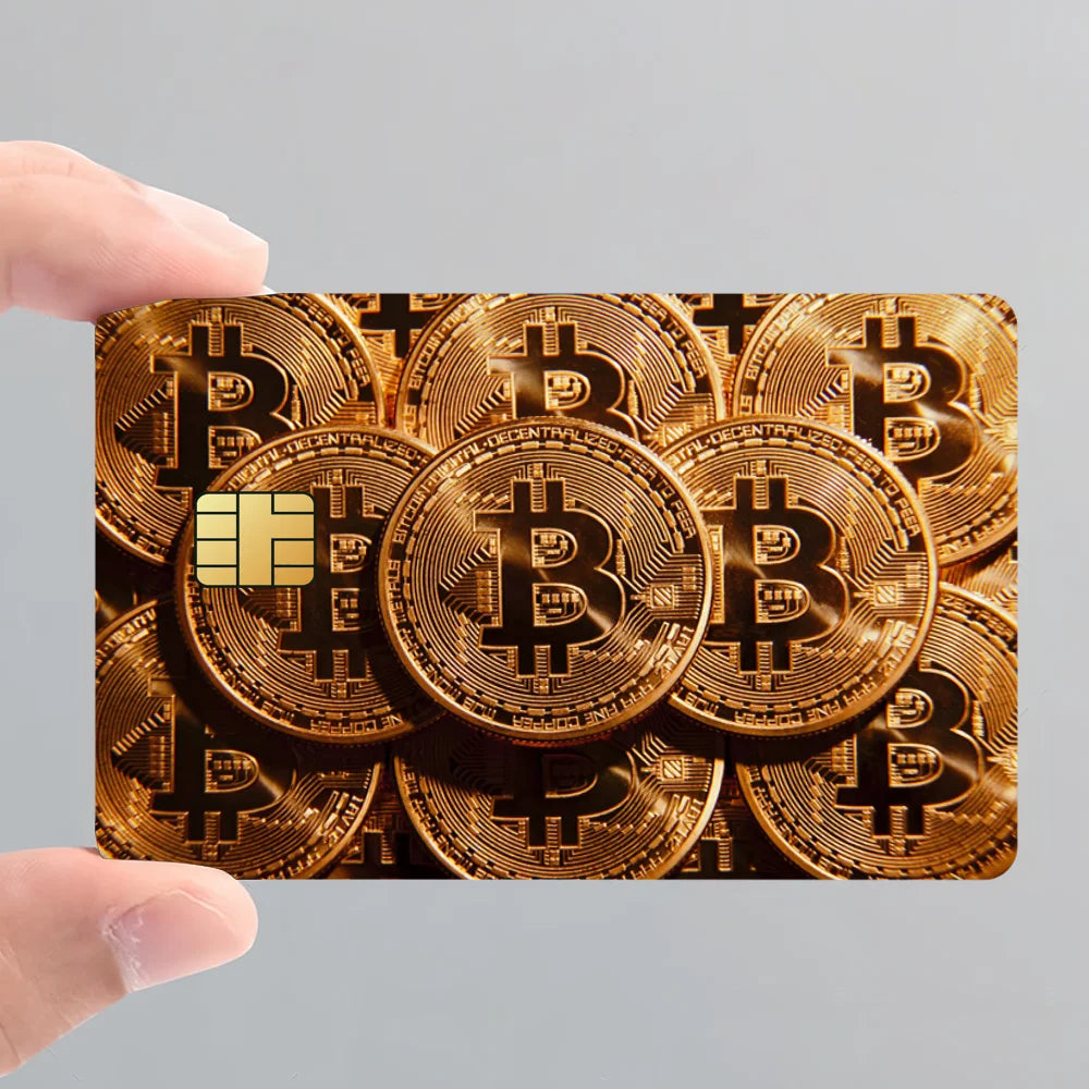 Crypto Currency Bitcoin Credit Card Stickers Waterproof Scratch Resistant 4PCS Set