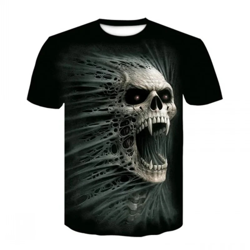 3D Heavy Metal Skull Print T-shirts Punk Rock Men's Tops Summer Casual Party Short Sleeve New Trend Men's Fashion Streetwear - Premium  from Lizard Vigilante - Just $23.99! Shop now at Lizard Vigilante