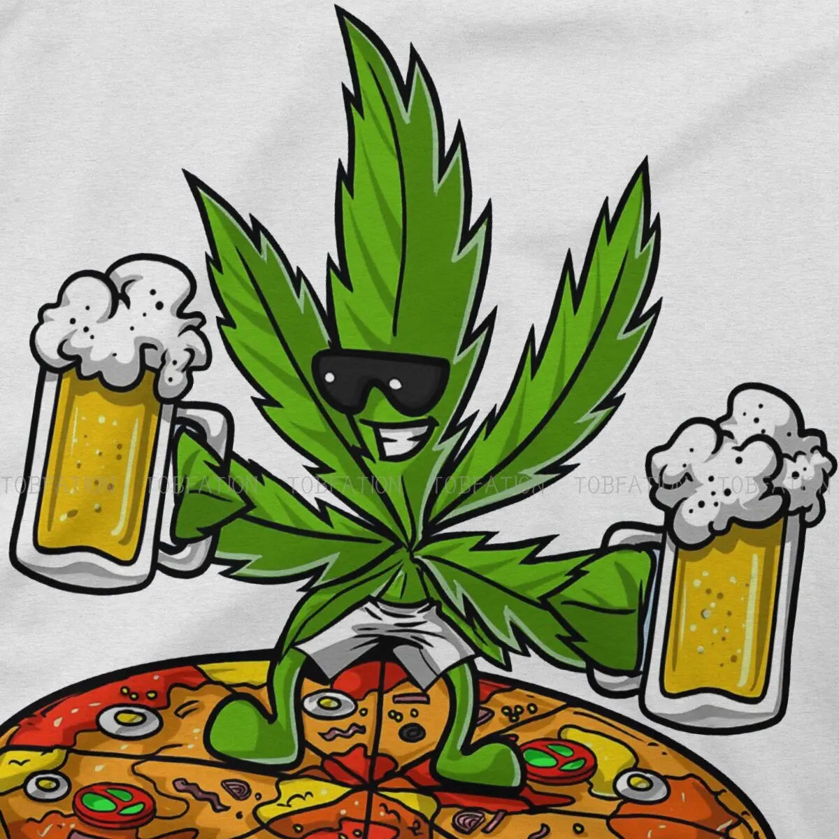 Pizza Lover Beer Party T-Shirt - 420 Marijuana Graphic Tee - Premium T-shirt from Lizard Vigilante - Just $23.88! Shop now at Lizard Vigilante