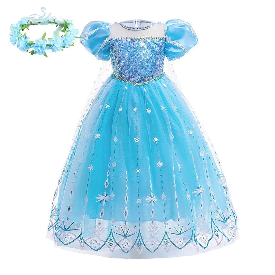 Children Snow Queen Costume – Elsa Cosplay Dress for Girls - Premium Cosplay Costumes from Lizard Vigilante - Just $19.88! Shop now at Lizard Vigilante