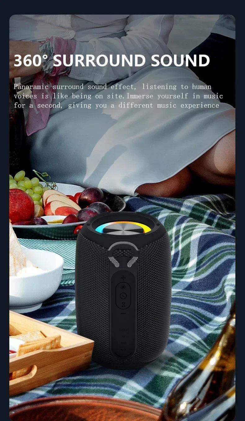 Super Powerful Wireless 5.3 Bluetooth Speaker RGB Light Caixa De Som Enhanced Bass IPX6 Waterproof Subwoofer 3D Stereo Sound Box