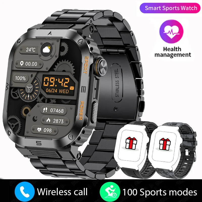 Rugged and Durable Military Smart Watch – 2.01" HD Display, IP68 Waterproof, Bluetooth Voice Smartwatch for Android & iOS - Premium smart watch from Lizard Vigilante - Just $58.99! Shop now at Lizard Vigilante