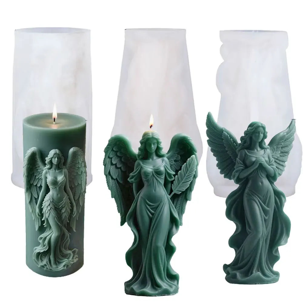 Wings Goddess Scented Silicone Candle Mould DIY Prayer Angel Sculpture Gypsum Resin Mold Women Candle Making Supplies Home Decor