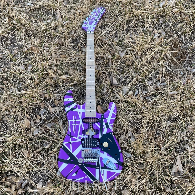 Edward Van Halen 5150 High-Quality Purple Stripe White Electric Guitar Floyd Rose Tremolo Bridge, Locking Nut, Maple Neck - Premium electric guitar from Lizard Vigilante - Just $499.99! Shop now at Lizard Vigilante