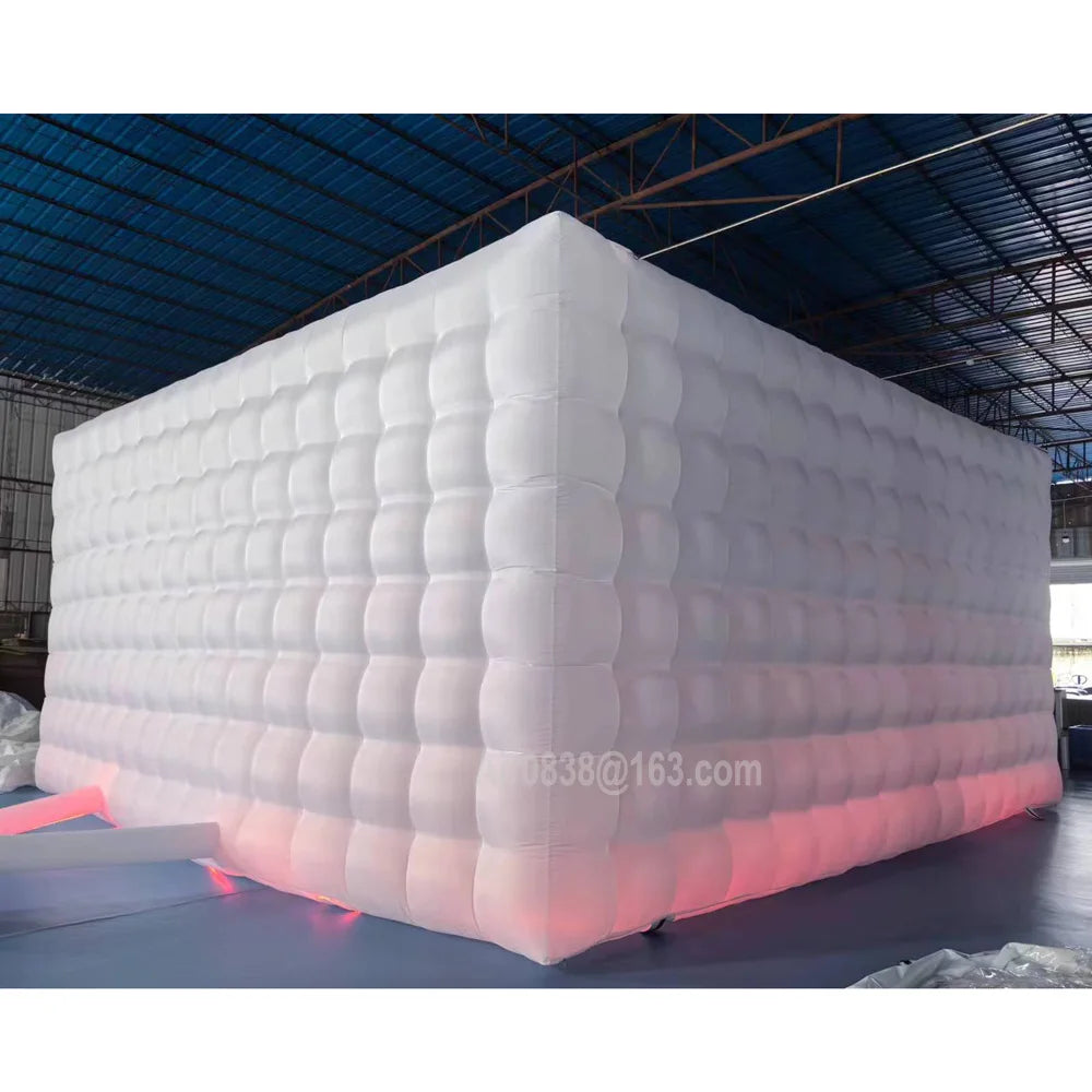 Ultimate Party Experience: 8x8x4m Large Inflatable White Disco Cube Tent - Wedding, Event, and Festival Shelter with LED Lights and Remote Control - Premium cube tent from Lizard Vigilante - Just $1755.99! Shop now at Lizard Vigilante