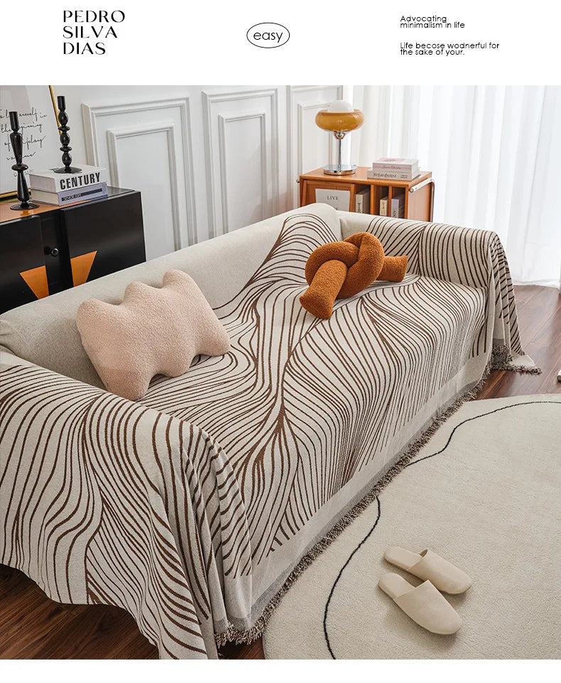 Nordic Throw Blanket – Heavy Stitch Geometric Sofa Tapestry for Home, Camp, and Chaos Nights