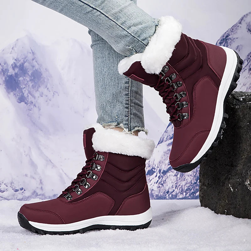 Velvet Throne High-Top Winter Snow Boots – Queen of Warmth Waterproof Hiking Kicks for Winter Wanderlust - Premium boots from Lizard Vigilante - Just $71.08! Shop now at Lizard Vigilante