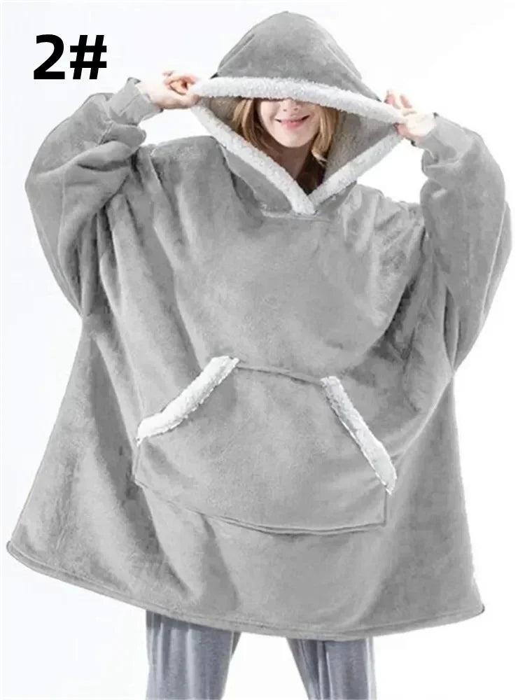 Winter Hoodies Unisex Blanket Sweatshirt Women Men Pullover Pajamas Fleece Giant TV Oversized Blanket with Long Flannel Sleeves - Premium pajamas from Lizard Vigilante - Just $39.99! Shop now at Lizard Vigilante