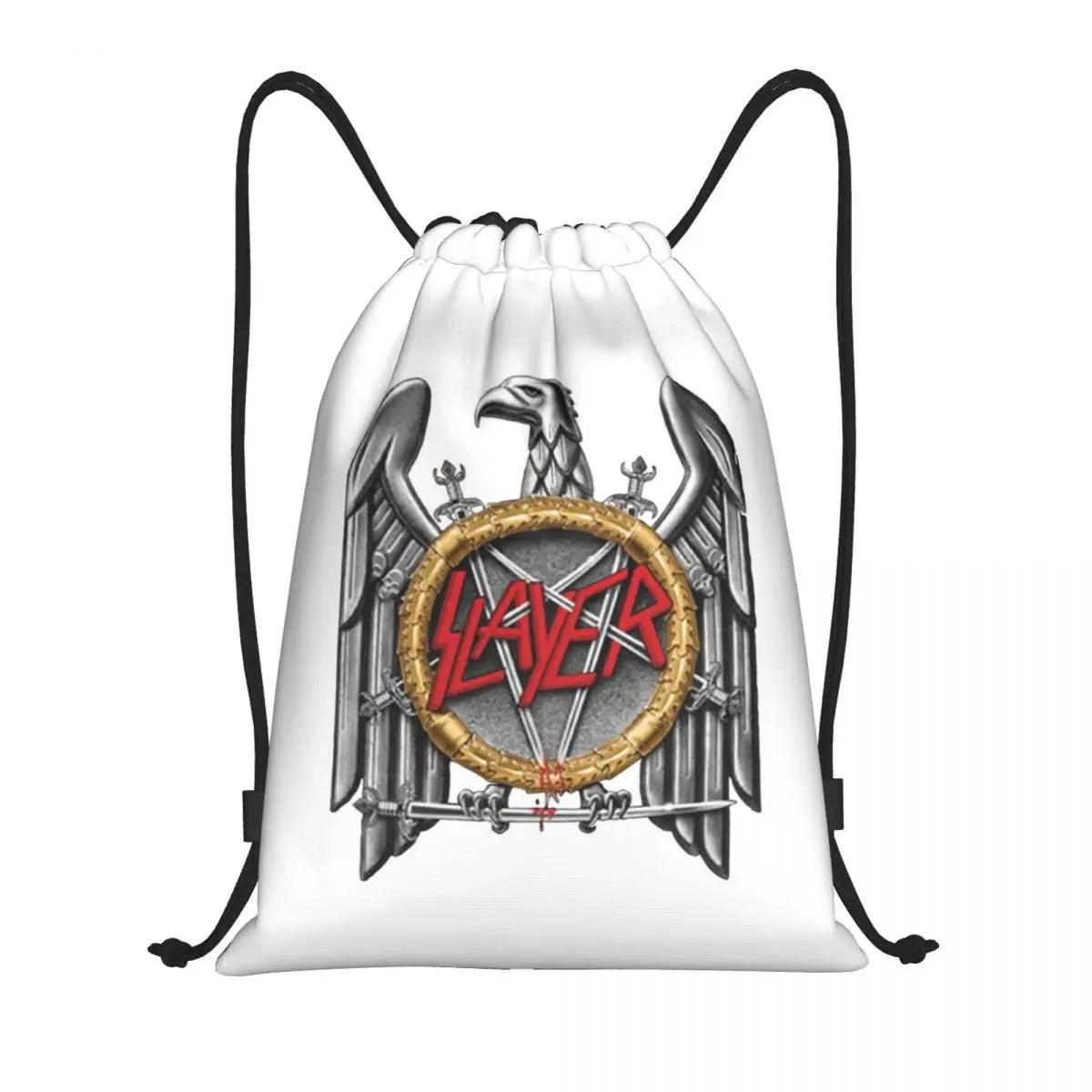 Heavy Metal Rock Slayers Logo Drawstring Bags Women Men Portable Sports Gym Sackpack Thrash Band Shopping Backpacks - Lizard Vigilante